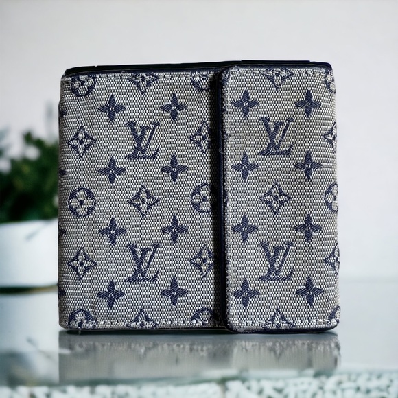 Louis Vuitton Handbags - Authentic Louis Vuitton classic monogram Mini Lin compact wallet navy grey
